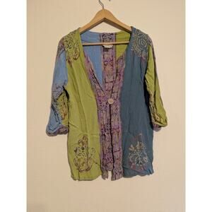 Soft Surroundings color block 3/4‎ sleeve Cardigan size PS